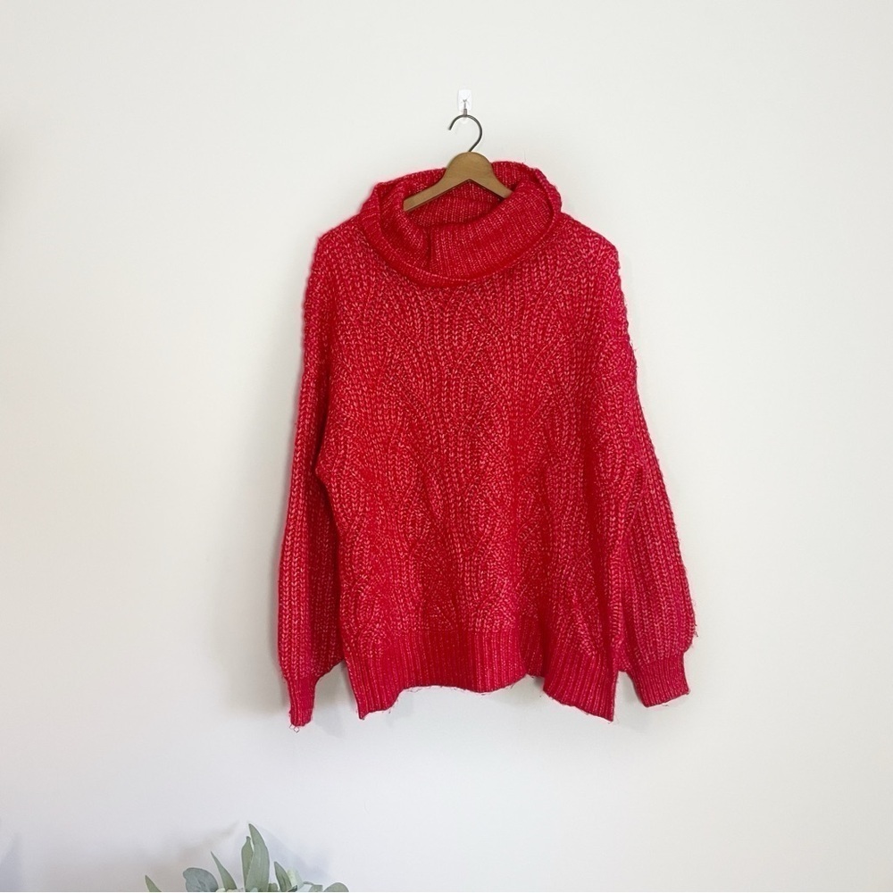 [A New Day] Red Cable Knit Turtleneck Cozy Comfortable Pullover Sweater